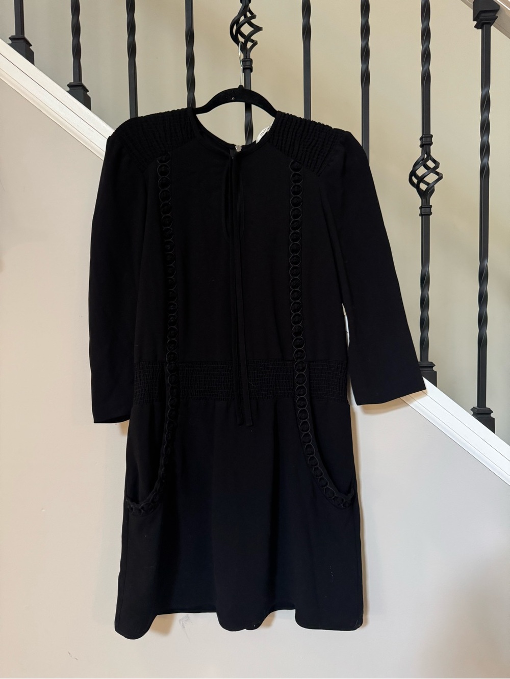 Skaist Taylor Black Mini Dress with Textured Trim